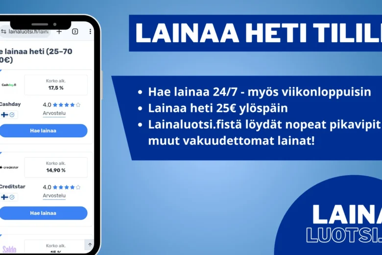 Hae lainaa heti tilille – Vertaile pikalainat 2026