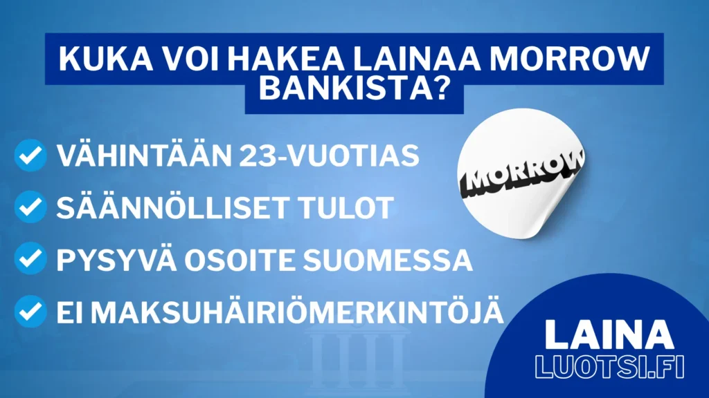 morrow bank lainanmyöntämisen kriteerit