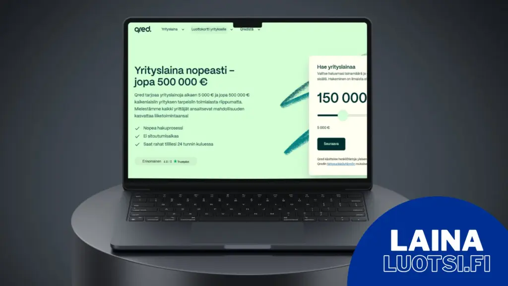 Qred lainahakemus tietokoneen ruudulla.