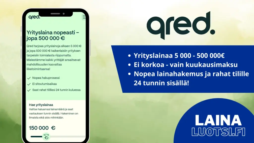 Qred yrityslaina kokemuksia ja yhteenveto Lainaluotsi.fissä.