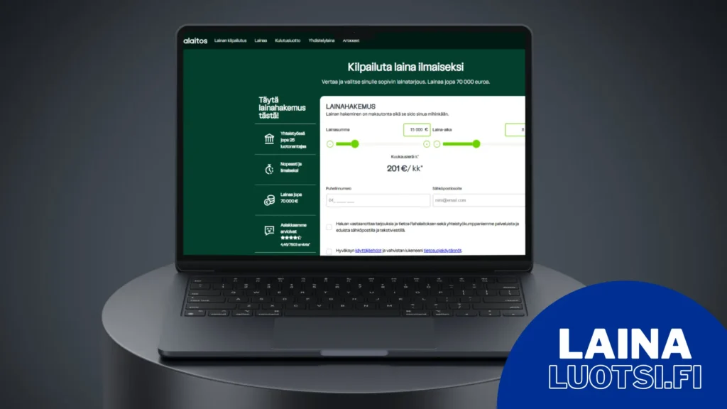 Rahalaitoksen kulutusluottohakemus tietokoneella.